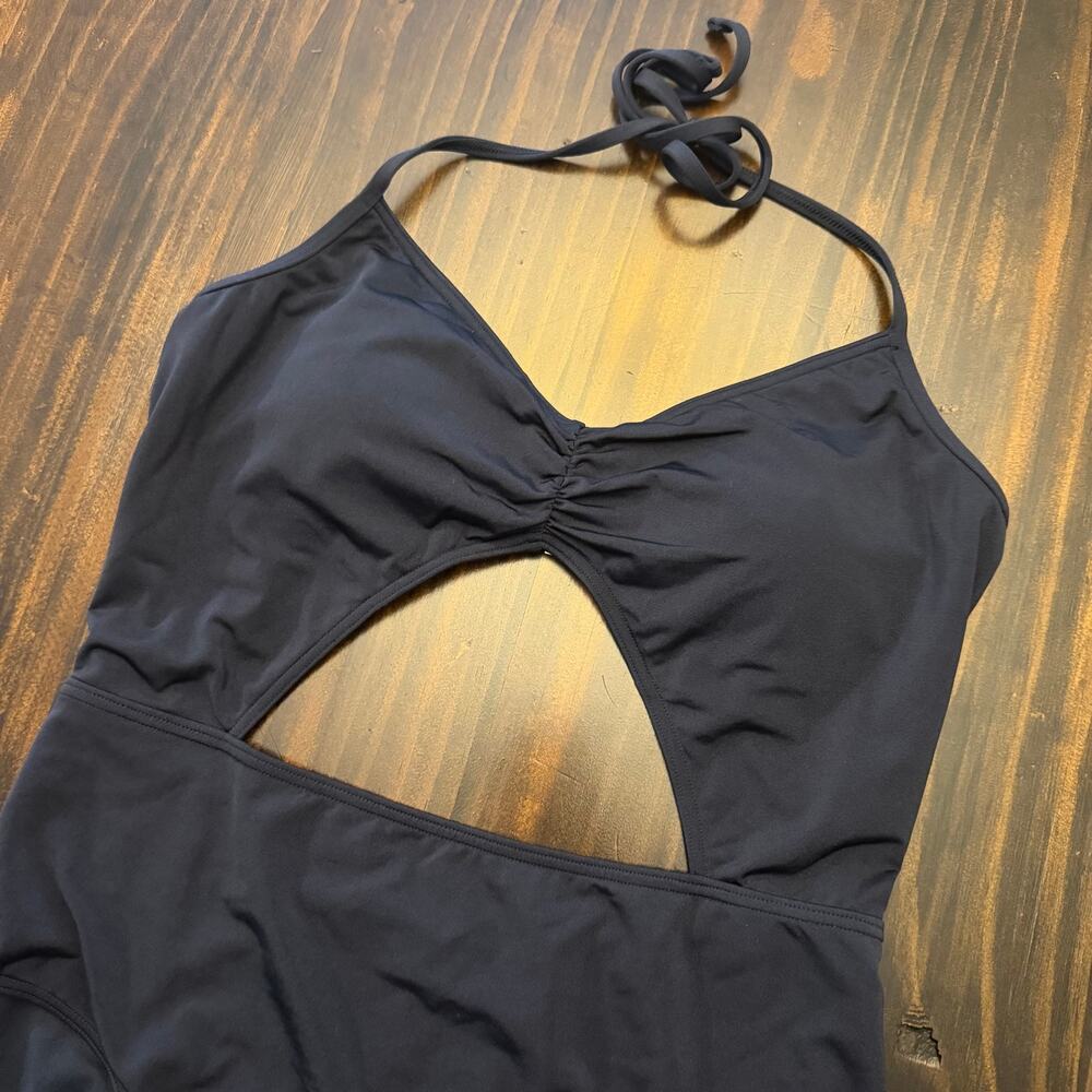 Abercrombie & Fitch Navy Blue One-Piece Halter Cutout Swimsuit Women's Size M - Picture 2 of 5